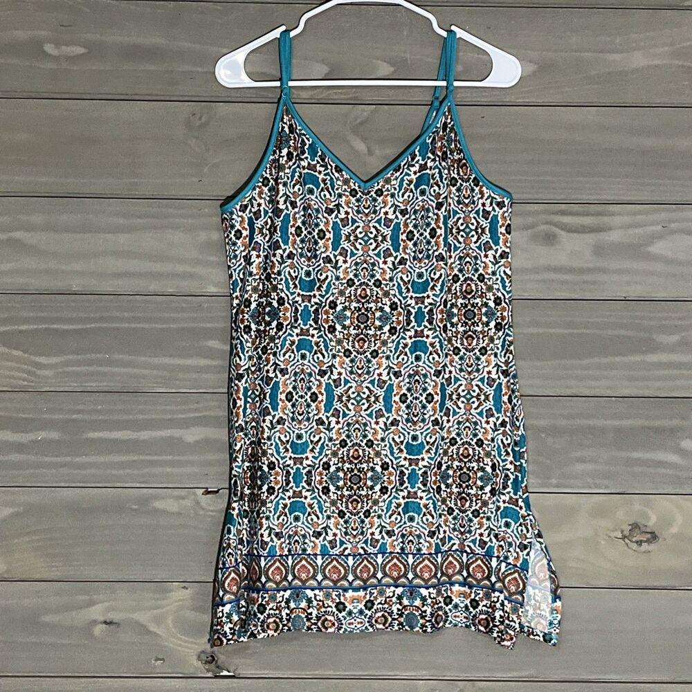 In Bloom By Jonquil Chemise Gown Womens L Soft Mosaic Tile Print Nightie